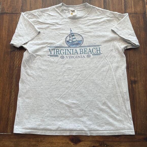 Virginia Beach Shirt Mens XL Gray Sailboat Graphic Made in USA Souvenir Tee - Picture 2 of 8